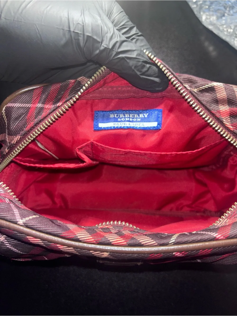 Burberry Maroon Nova Check Camera Bag Crossbody Great Condition